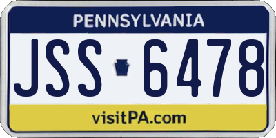 PA license plate JSS6478