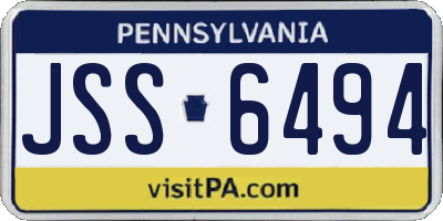 PA license plate JSS6494