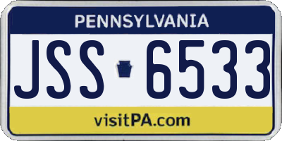 PA license plate JSS6533
