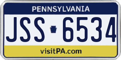 PA license plate JSS6534