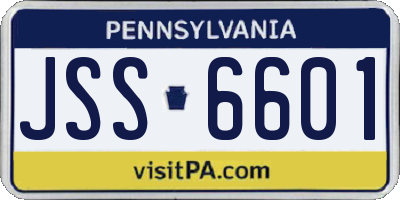 PA license plate JSS6601