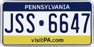 PA license plate JSS6647
