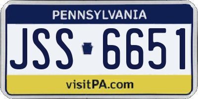 PA license plate JSS6651