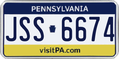 PA license plate JSS6674