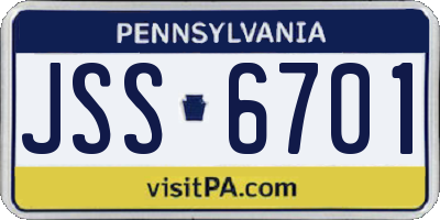 PA license plate JSS6701