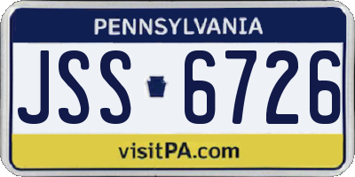 PA license plate JSS6726