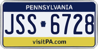 PA license plate JSS6728