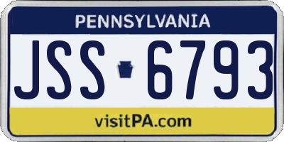 PA license plate JSS6793