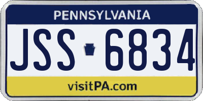 PA license plate JSS6834