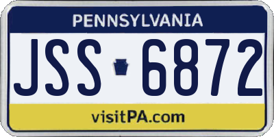 PA license plate JSS6872