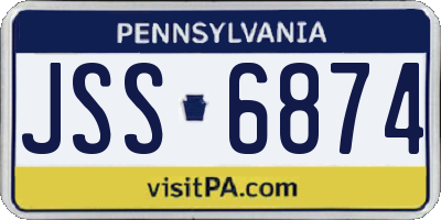 PA license plate JSS6874
