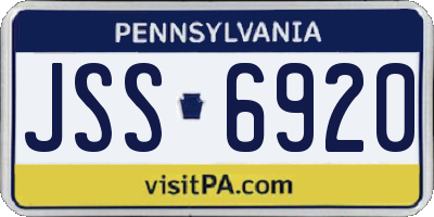 PA license plate JSS6920