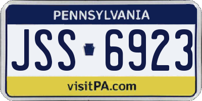 PA license plate JSS6923