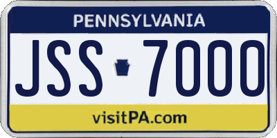 PA license plate JSS7000