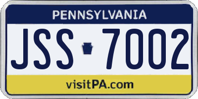 PA license plate JSS7002