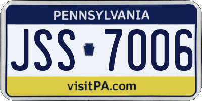 PA license plate JSS7006