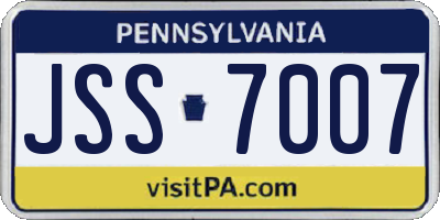 PA license plate JSS7007