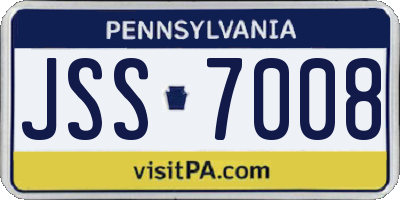 PA license plate JSS7008