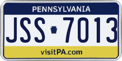 PA license plate JSS7013