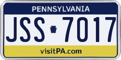 PA license plate JSS7017