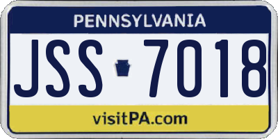 PA license plate JSS7018