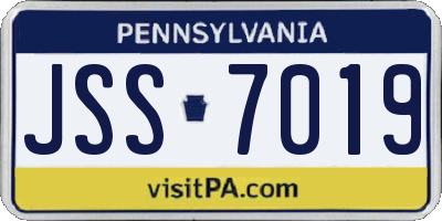 PA license plate JSS7019