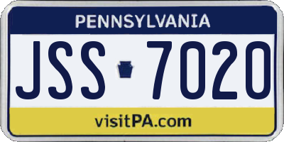 PA license plate JSS7020