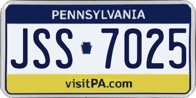 PA license plate JSS7025