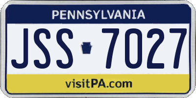 PA license plate JSS7027