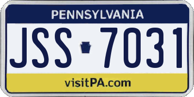 PA license plate JSS7031