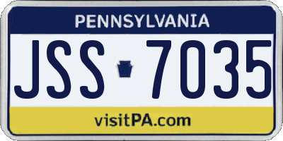 PA license plate JSS7035
