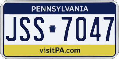 PA license plate JSS7047