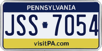 PA license plate JSS7054