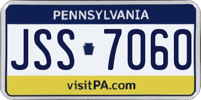 PA license plate JSS7060