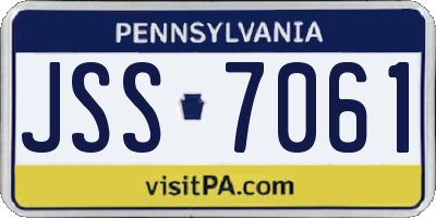 PA license plate JSS7061