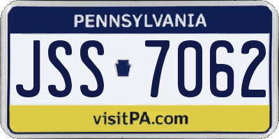 PA license plate JSS7062