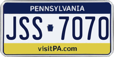 PA license plate JSS7070