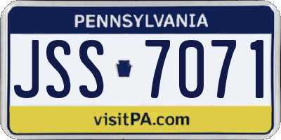 PA license plate JSS7071