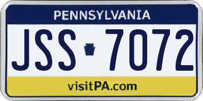 PA license plate JSS7072