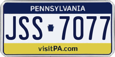 PA license plate JSS7077