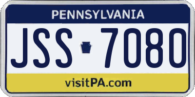 PA license plate JSS7080