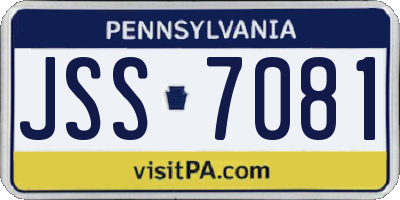 PA license plate JSS7081