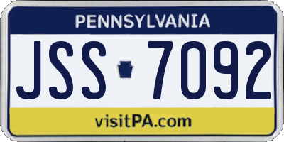 PA license plate JSS7092