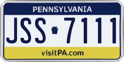 PA license plate JSS7111