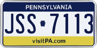PA license plate JSS7113