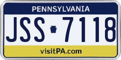 PA license plate JSS7118