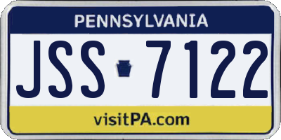 PA license plate JSS7122