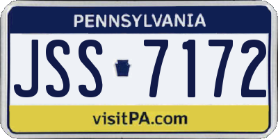PA license plate JSS7172