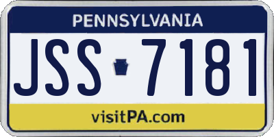 PA license plate JSS7181