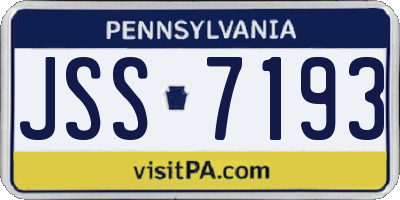 PA license plate JSS7193